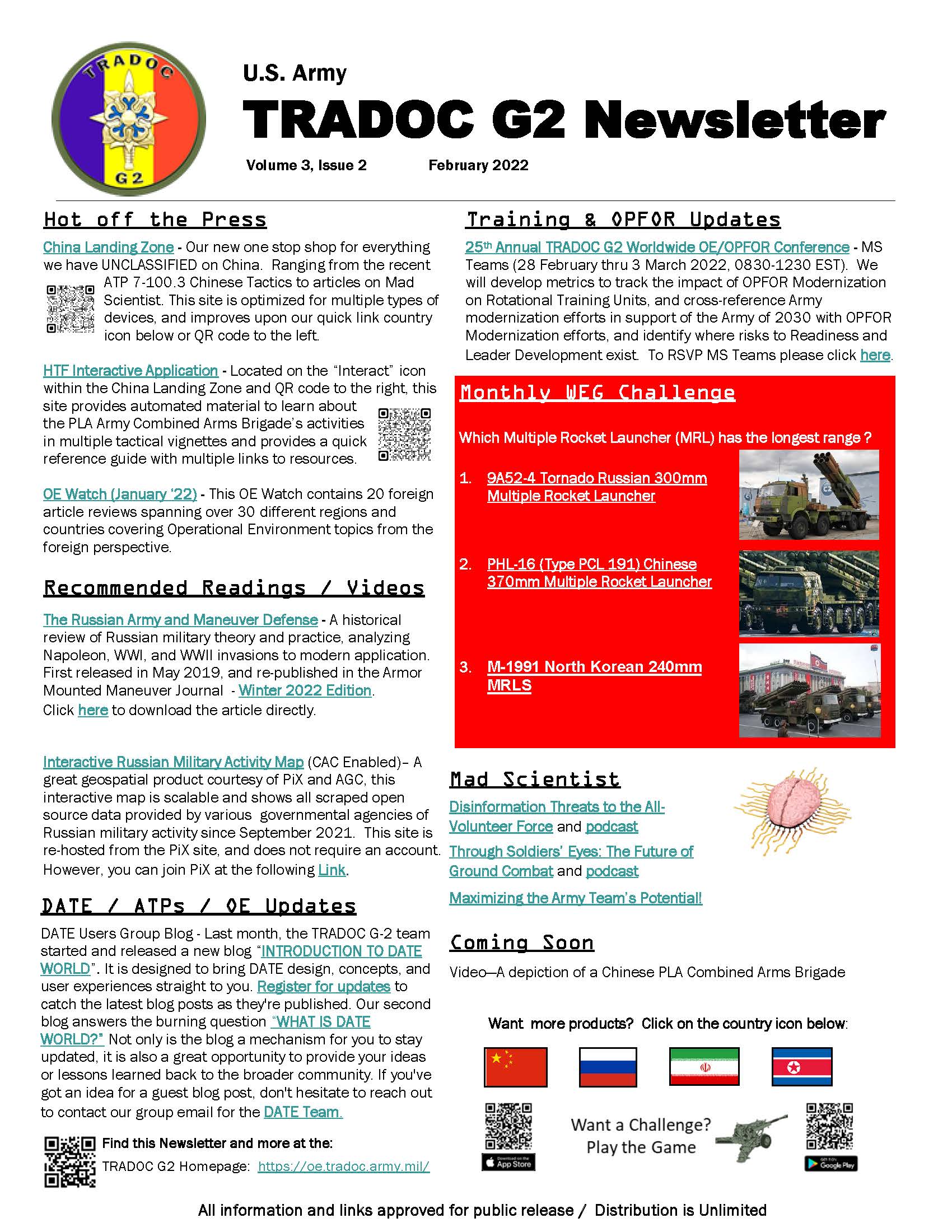You are currently viewing TRADOC G2 Newsletter February 2022