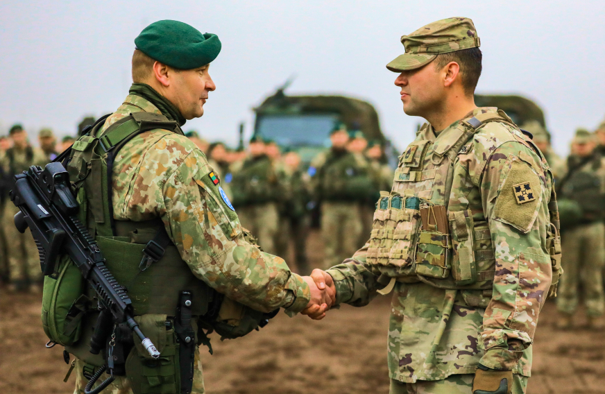 Soldiers shaking hands