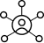 Minimalist human connected to points on a network in black.