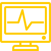 Minimalist computer monitor with line graph in yellow.