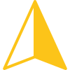 A concave quadrilateral with bilateral symmetry, in which the right half of the shape is shaded in. The image is yellow.
