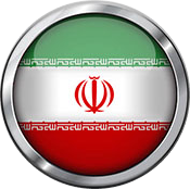 Iran flag laid out in metallic circle.