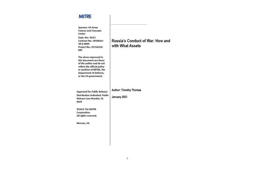 2021 04 13 Russias Conduct of War How and with What Assets Timothy Thomas