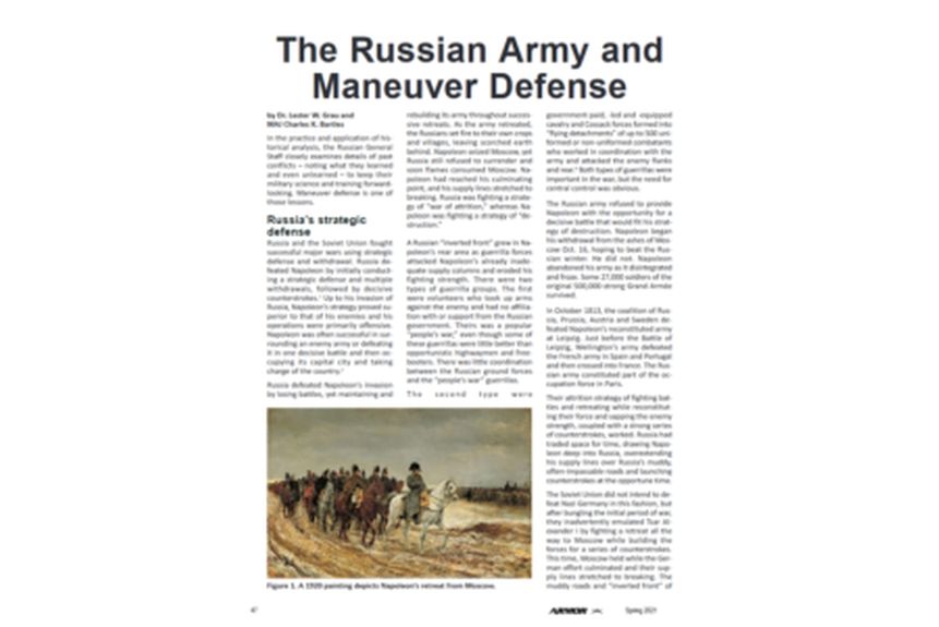 2021 05 19 The Russian Army and Maneuver Defense Dr. Lester W. Grau and MAJ Charles K. Bartles