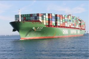 Billingsley 01 Chinese container ship off the coast of Los Angeles California