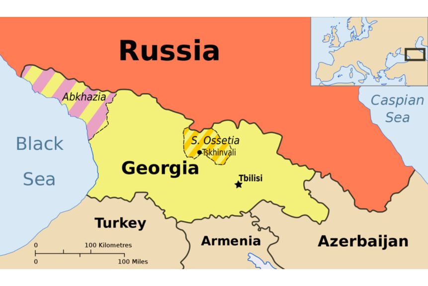 Billingsley 04 Map of Republic of Georgia featuring the separatist regions of Abkhazia and South Ossetia