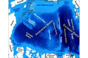 Grau 01 Gakkel Ridge highlighted on map of main bathymetric features of the Arctic Ocean