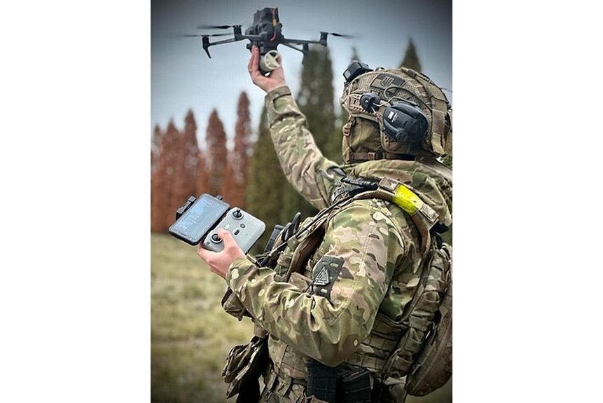 McCauley 03 Soldier from Ukrainian 25th Air Assault Brigade employing Small bomb carrying UAV
