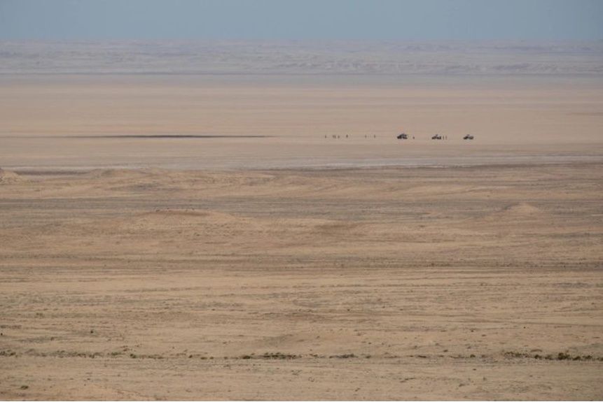 Syrian Democratic Force soldiers conduct a patrol during a joint operation with U.S. Army Soldiers in Syria on May 8 2021