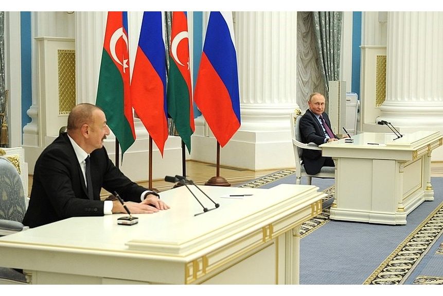 Vladimir Putin and President of Azerbaijan Ilham Aliyev made statements for the press following Russian Azerbaijani talks