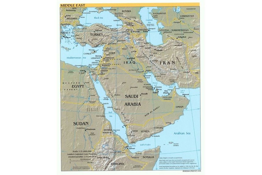 Winter 01 Map of the Middle East and the Arabian Peninsula