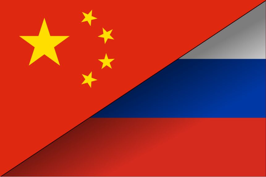 Wood 03 Chinese and Russian Flags