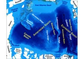 Grau 01 Gakkel Ridge highlighted on map of main bathymetric features of the Arctic Ocean