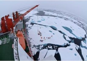Wood 01 Drift ice camp in the middle of the Arctic Ocean as seen from the deck of icebreaker Xue Long